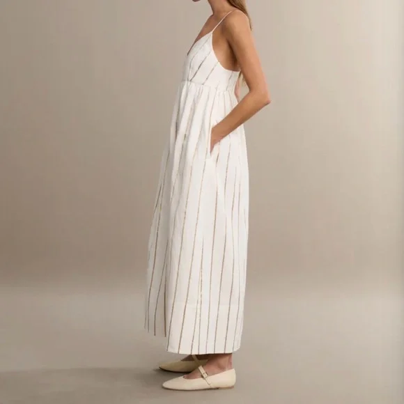 Jenni Kayne Cove Dress in Gold Stripe Spaghetti Strap Ankle Length - Picture 11 of 11